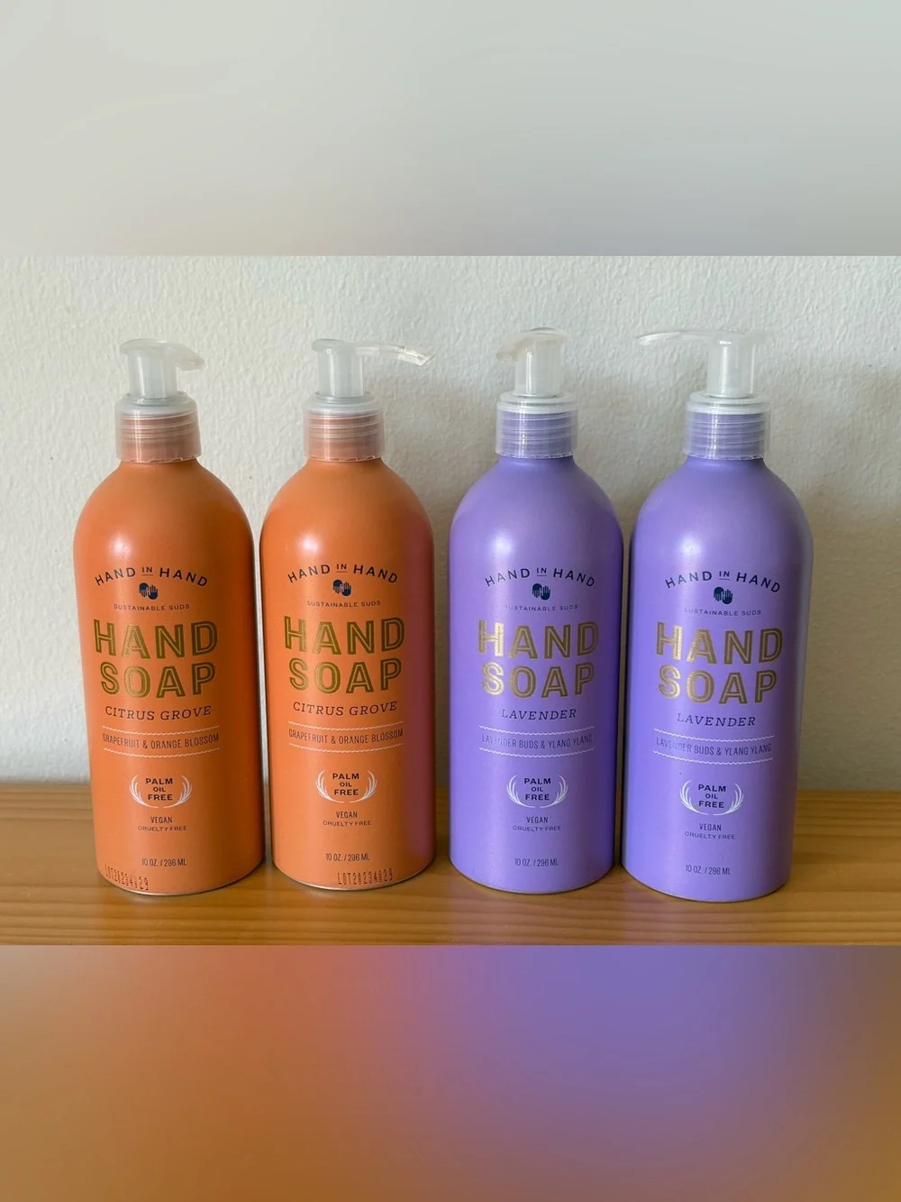 Lot of 4 Hand in Hand Empty Aluminum Soap Bottles Aesthetic Eco Refill Dispenser